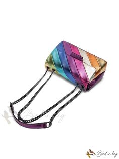 Bird in Bag - Fashion Flap Crossbody Bag with Metallic Accents Trendy Multicolor Mobile Phone Bag, Multicolor Crossbody Shoulder Bag For Party, Multicolor Crossbody Flap Bag, Chic Multicolor Mobile Phone Bag, Trendy Multicolor Satchel With Zipper Closure, Chic Multicolor Shoulder Bag With Zipper Closure, Trendy Multicolor Shoulder Bag For Evening, Evening Multicolor Shoulder Bag With Adjustable Strap, Trendy Multicolor Shoulder Bag With Zipper