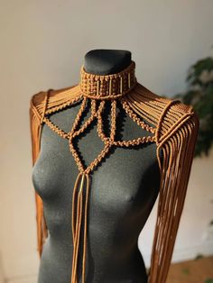 Macrame Fringe Epaulettes for Festival or Photoshoot, Shoulder Jewelry, Rave Outfit, Crop Top, Festival Outfit, Festival Top, Sundress - Etsy Macrame Epaulettes, Macrame Top Diy, Macrame Eye, Gasparilla Outfit, Macrame Outfit, Macrame Fashion, Macrame Top, Macrame Accessories, Macrame Clothes