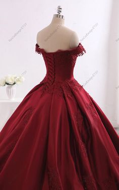 Burgundy Princess Dress Ball Gown Custom Formal Dress | Etsy Fitted Princess Quinceanera Dress For Banquet, Princess Style Fitted Quinceanera Dress For Banquet, Fitted Princess Style Quinceanera Dress For Banquet, Sweet 16 Ball Gown Evening Dress For Prom Season, Prom Season Ball Gown For Sweet 16, Sweet 16 Ball Gown For Prom Season, Elegant Sweet 16 Ball Gown, Elegant Ball Gown Corset Dress For Quinceanera, Floor-length Satin Dress For Quinceanera