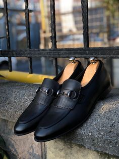 Buckle Detail with Classic Leather Shoes Black-baagr.myshopify.com-shoes2-BOJONI Black Kilt, Loafers Online, Shoe Tags, Black Leather Shoes, Shoes Color, Classic Shoes, Monk Strap, Black 7, Classic Leather