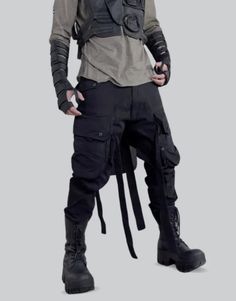 Mens Parachute Cargo Pants Techwear Cargo Pants For Outdoor Activities, Functional Cargo Pants For Streetwear With Belt Loops, Urban Parachute Pants With Belt Loops For Outdoor, Urban Parachute Pants For Outdoor With Belt Loops, Functional Winter Parachute Pants With Cargo Pockets, Winter Functional Parachute Pants With Cargo Pockets, Techwear Cargo Bottoms For Urban Adventures, Techwear Pants With Belt Loops For Outdoor, Techwear Bottoms With Cargo Pockets For Urban Adventures