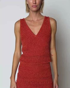 Adriana Crochet Tank Top - Ginger | NATION LTD Pointelle Knit Sleeveless Tank Top For Beach, Pointelle Knit Tank Top For The Beach, Sleeveless Pointelle Knit Tank Top For Beach, Chic Pointelle Knit Tank Top For Beach, Chic Sleeveless Crochet Top With Textured Knit, Textured Knit Sleeveless Beach Top, Sleeveless Textured Knit Beach Top, Vacation Sleeveless Crochet Top With Pointelle Knit, Sleeveless Crochet Top With Pointelle Knit For Vacation