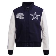 NFL DALLAS COWBOYS CLASSIC WOOL MEN´S VARSITY JACKET (MIDNIGHT NAVY/WH – Pro Standard Collegiate Track Jacket For Game Day In Fall, Collegiate Winter Track Jacket For Game Day, Collegiate Style Track Jacket For Game Day In Fall, Collegiate Style Track Jacket For Game Day In Winter, Team-colored Fall Outerwear For Fan Gear, Collegiate Track Jacket For Game Day In Winter, Varsity Track Jacket For Game Day In Fall, Team-colored Varsity Jacket For Fall, Fall Team Spirit Track Jacket For Streetwear