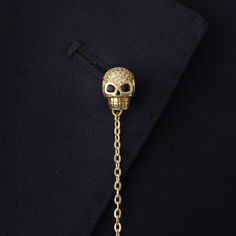 Unique design by Handmade. This is wonderful gift for your loved ones. It will show your jackets as chic and you will like to use with all your jackets and suits. Color: Gold, Black Stone Skull Lapel Chain Chain Length: 23,5 cm SHIPPING: Please select the shipping term which you prefer after you add the product to your shopping card. * Standard Free Shipping to all over the world. The delivery time is 10-20 days as estimated. ** Express Shipping to all over the world is only extra $20. The deliv Classic Brooch Lapel Pin For Gifts, Suit Pocket Chain, Men Suit Accessories Chain, Classic Lapel Pin Gift, Elegant Lapel Pin With Chain As Gift, Classic Gift Lapel Pin, Lapel Chain, Edgy Skull Chain Jewelry, Skull Wallet Chain