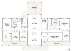 the floor plan for an apartment with three bedroom and two bathrooms, including one living room