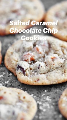 salted caramel chocolate chip cookies on a baking sheet