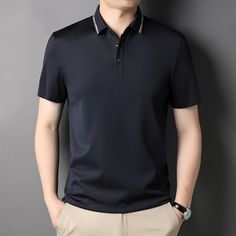 Men's Solid Ice Silk Short Sleeve Polo Shirt
Size Chat： Black Casual Collar Tops For Business Casual, Black Polo Collar Shirt For Business Casual, Casual Polo Collar Top For Business, Casual Business Top With Polo Collar, Black Summer Business Top, Black Summer Tops For Business, Casual Short Sleeve Polo Shirt For Business, Black Casual Polo Shirt For Business, Green Short Sleeve Polo Shirt For Sports