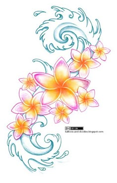 an artistic flower tattoo design on the back of a woman's arm and shoulder