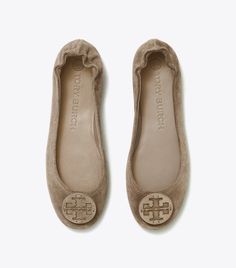 Minnie Travel Ballet: Women's Designer Flats | Tory Burch Ballet Shoes Flat, Designer Flats, Comfortable Flats, Tory Burch Flats, Footwear Design Women, Handbag Shoes, Ballet Flat, Travel Size, New Handbags