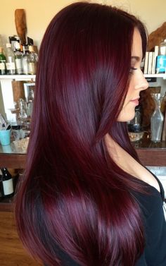 17 Stunning Dark Cherry Hair Color Ideas To Transform Your Look - Best Review Hair Colour Ideas Natural, Dark Hair Color Ideas One Color, Ruby Wine Hair Color, Red Hair Color Dark, Dark Red Hair Color Burgundy, Cool Color Hair, Cherry Wine Hair, Red Dark Hair, Dark Cherry Cola Hair Color