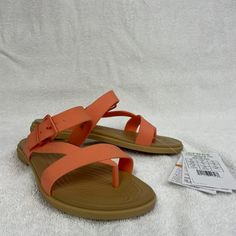 New! Crocs Womens Tulum Toe Post Sandals Coral Strappy Comfort Summer Shoes Sandals Size 4 Perfect Condition Original. Versatile. Comfortable. Year-Round Summery Style. Feel The Warmth And Joy Of Summer All Year Long With The New Crocs Tulum Collection Of Sandals And Flats. This Style Features Flexible Matlite Straps With An Adjustable Buckle, And Soft Tpu Toe Posts Feel Good As You Jaunt Around Town. Dress It Up Or Dress It Down Whatever You Choose, You’ll Feel Pretty, Elegant And Summery No Ma Summer Orange Ankle Strap Sandals, Orange Ankle Strap Sandals For Summer, Adjustable Ankle Strap Sandals In Orange, Adjustable Ankle Strap Orange Sandals, Orange Flat Sandals For Spring, Orange Synthetic Flat Heel Sandals, Orange Synthetic Summer Sandals, Orange Flat Sandals With Buckle Closure, Orange Adjustable Slip-on Sandals