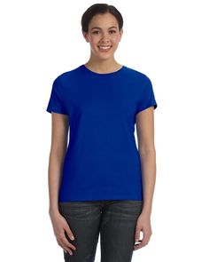 Ladies' 4.5 oz., 100% Ringspun Cotton nano-T® T-Shirt - DEEP ROYAL - L | Hanes Women's Nano-T Cotton T-Shirt in Deep Royal Blue Size Large | Ringspun T Shorts, Wholesale Shirts, Neck Label, T Shirt For Women, Carolina Blue, Shirt Style, Short Sleeve Tee, Royal Blue, Tank Tops Women