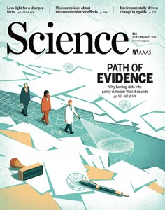 the cover of science magazine with people walking around