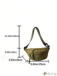 BirdinBag - Sleek Nylon Zipper Fanny Pack - Minimalist Design Khaki Shoulder Chest Bag With Zipper, Daily Use Khaki Chest Bag With Zipper Pocket, Khaki Chest Bag With Zipper Pocket For Daily Use, Solid Color Shoulder Bag With Zipper For Outdoor, Casual Rectangular Belt Bag With Zipper, Casual Khaki Chest Bag With Zipper Closure, Casual Outdoor Chest Bag With Zipper, Casual Outdoor Chest Bag With Zipper Closure, Khaki Shoulder Bag With Zipper For Outdoor Activities