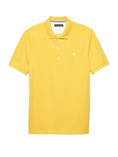 Banana Republic Mens Slim Signature Pique Polo Shirt Sunshine Yellow Embroidered Elephant, Sunshine Yellow, Pique Polo Shirt, Vintage Polo, Polo Collar, Banana Republic, Mens Polo, Polo Ralph Lauren, Men's Polo Shirt