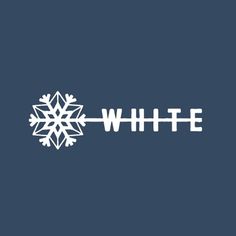 a white snowflake on a blue background with the word whte written below it