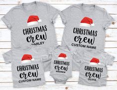 "Custom Christmas Crew Shirts Group t-shirts are not sold as a set. The price is for one shirt. To buy as a set please add each shirt to the cart separately. Please pick the size and color for one shirt (the personalization box is for the lettering on the shirt, write the personalization - example: todd or margo) and add it to the cart, and go back and repeat the steps for the other shirt/s. You can pay for them together. Hi! Welcome to my store, I'm delighted to see you here. My store's main goal is to provide you with premium everyday apparel with the best graphic t-shirts.  DESCRIPTION * Printed and shipped from the USA. * We use state of art printing on soft and quality shirts. * Different size options; crewneck, youth, women's v-neck, toddler, and baby size options.  * Effective custo Christmas Vacation Pajamas, Christmas Pajamas For Kids, Christmas Crew Shirts, Custom Christmas Shirts, Vacation Pajamas, Christmas Pajamas Kids, Funny Santa Claus, Christmas Jammies, Matching Christmas Shirts