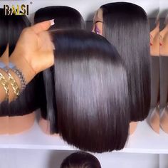 Hair Material 100% Human Hair Texture&Length As pic Color Black Density 200% Last For Over one year with good care Hair Color Natural Color Hairline Pre-plucked Lace Area Lace Wig Straps adjustable Lace Swiss Can Be Dyed yes