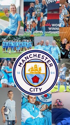 the manchester city women's soccer team is posing for their official photo collage