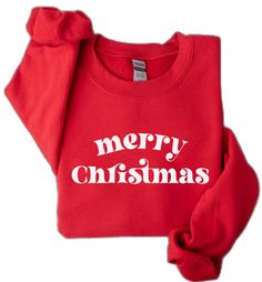 Red Winter Sweatshirt As Gift, Red Christmas Holiday Sweatshirt, Red Winter Top As Gift, Christmas Sweater With Letter Print As Gift, Christmas Gift Cotton Sweater, Red Christmas Letter Print Sweatshirt, Red Cotton Christmas Sweatshirt, Red Christmas Sweatshirt Gift, Red Letter Print Christmas Sweatshirt