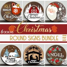 christmas round signs bundle svg