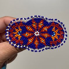 Nwot Vintage Star Beaded Seed Barrette Handmade Hair Clip Soco Crafts Blue, Red, Orange, White Seed Beads None Of The Beads Are Missing Southwestern Native American Seed Star Seed Bead Barrettes, Handmade Hair Clip, Native Beadwork, Vintage Star, Orange White, Barrettes, Hair Clip, Bead Work, Seed Beads