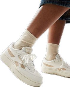 Comfortable Beige Ankle-high Sneakers, Beige Ankle-high Sporty Sneakers, Beige Ankle-high Sneakers With Cushioned Footbed, Reebok Club C Double Revenge, Reebok Club C Double, Rodeo Chic, Reebok Club C, Winter Party Dress, Club C