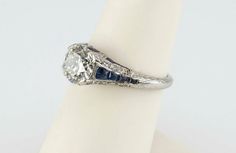 Circa 1880s Art Deco Vintage Round Cut Diamond & Sapphire Wedding Ring in 935 Argentium Silver, Antique Engagement Ring, Estate Fine Jewelry - Etsy Art Deco Diamond White Sapphire Wedding Ring, Victorian Sapphire Ring With Diamond Cut For Anniversary, Victorian Sapphire Ring With Diamond For Formal Occasions, Vintage Sapphire Ring With Diamond Cut In Silver, Vintage White Sapphire Diamond Ring, Vintage Silver Sapphire Ring With Diamond Cut, Vintage White Sapphire Ring With Diamonds, Vintage Silver Sapphire Ring With Brilliant Cut, Vintage Platinum Sapphire Ring For Gift