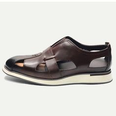 Category:Sandals; Upper Materials:Leather,Italian Full-Grain Cowhide; Lining Materials:Cowhide; Gender:Men's; Toe Shape:Round Toe; Outsole Materials:Rubber; Closure Type:Lace-up; Function:Comfortable,Breathable,Slip Resistant; Listing Date:02/23/2024; 2024 Trends:Leather Shoes,Fishermen sandals; Foot Length:null; Foot Width:null Leather Slip-on Sandals With Removable Insole, Leather Slip-on T-strap Sandals For Spring, Brown Leather Slip-ons With Cushioned Footbed, Brown T-strap Sandals With Flat Leather Sole, Brown Leather Open Heel T-strap Sandals, Brown Leather T-strap Sandals With Open Heel, Leather Slip-on Sandals With Leather Footbed, Flat Leather Shoes For Business In Summer, Casual Leather Open Toe Slip-ons