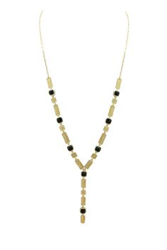 23” in length; Adjustable to be worn short18k Gold Plated Lariat Y NecklaceSmall Duplet Faceted GemstonesTextured Alternative Coins DetailHandmade in Brazil Lariat Necklace, Black Onyx, Onyx, Pearl Necklace, Brazil, Gold Plate, Plating, Gold, Blue