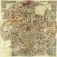 an old map is shown with many different things in the world on top of it