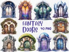 the fantasy doors to png are painted in different colors