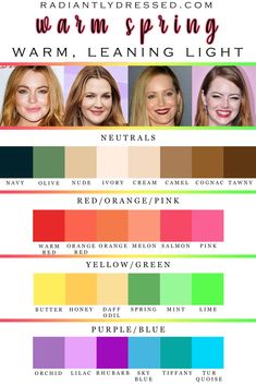 Ultimate Guide to Warm Spring: Color Palette, Capsule Wardrobe, Makeup and More at Radiantly Dressed Spring Skin, Light Spring Colors