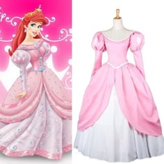 Christmas Adult Princess Mermaid princess Ariel Pink Dress Cosplay Costume | eBay