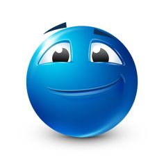 a blue smiley face with one eye open