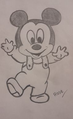 a drawing of mickey mouse on paper