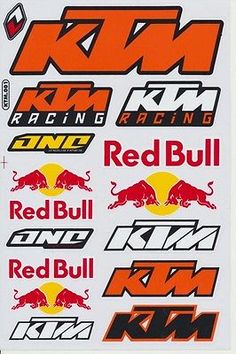 red bull racing stickers are shown here