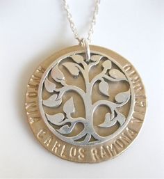 Sale Tree of Life Necklace - "My Tree of Wonder" - personalized. via Etsy. Heirloom Silver Personalized Necklace, Heirloom Personalized Silver Necklace, Personalized Heirloom Silver Necklace, Heirloom Style Personalized Necklace For Anniversary, Silver Nameplate Necklace Stamped 14k, Engraved Custom Nameplate Necklace For Anniversary, Heirloom Sterling Silver Necklace Stamped 14k, Vintage Personalized Sterling Silver Necklace, Unique Sterling Silver Necklace For Memorial