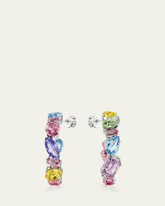 SWAROVSKI "Gema" hoop earrings    Rhodiumtone metal    Mixcut colorful stones    For pierced ears    Imported Multicolor Gemstone-accented Fine Jewelry Earrings, Multicolor Gemstone Accented Fine Jewelry Earrings, Multicolor Multi-stone Hoop Earrings, Multicolor Sparkling Stones Drop Earrings, Multicolor Multi-stone Hoop Jewelry, Multicolor Sparkling Drop Earrings, Multicolor Gemstone Hoop Earrings In Fine Jewelry Style, Fine Jewelry Multicolor Hoop Earrings, Fine Jewelry Multicolor Hoop