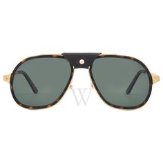 Cartier Sunglasses. Series number: CT0241S. Color code: 002. Shape: Pilot. Lens Width: 57 mm. Lens Bridge: 17 mm. Arm Length: 140 mm. 100% UV protection. Polarized. Frame Material: Acetate;Metal. Frame Color: Havana/Gold. Lenses Type: Polarized Green. Rim Style: Full-Rim. UPC/EAN code: 843023149413. Cartier Polarized Green Pilot Unisex Sunglasses CT0241S 002 57. Manufacturer's Packaging Included. Packaging Size And Color May Vary. Cartier Sunglasses, Swiss Military, Versace Watch, Denim Shoes, Crossbody Messenger Bag, Gold Sunglasses, Unisex Sunglasses, Sunglasses Branding, Color Code