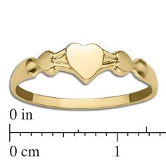 Kiddie Kraft 10KT Yellow Gold Heart Baby Ring; Size 1Hearts symbolize love and affection for someone. They are the ideal gift to celebrate friendship devotion and enduring love. The creation of the heart shape to signify love was first reported at the end of the Middle Ages.The finest name in children's or baby jewelry proudly manufactured in the USA. Yellow Gold Rings For Birthday Or Valentine's Day, Adjustable Heart Ring For Valentine's Day Anniversary, Valentine's Day Adjustable Heart Birthstone Ring, Adjustable Heart-shaped Birthstone Ring For Valentine's Day, Valentine's Day Heart Ring With Birthstone, Valentine's Day Heart-shaped Birthstone Ring, Heart Charm Ring For Anniversary And Mother's Day, Heart-shaped Hallmark Ring For Anniversary, Mother's Day Anniversary Heart Ring With Charm