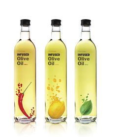 three bottles of infused olive oil