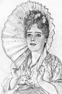 a black and white drawing of a woman holding an umbrella