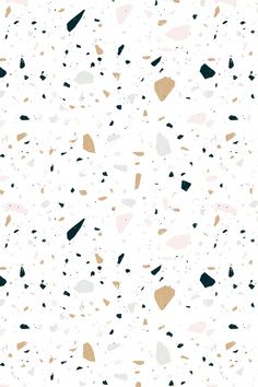 an abstract white background with black, gold and grey shapes on it's surface