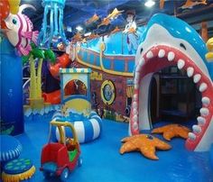 an inflatable water park with toys and decorations