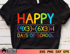 Projet Cricut, 100 Days Of School Svg, Magical Days, 100 Days Of School Shirt, Projets Cricut, T Shirt Svg, School Celebration, Math Formulas, School Games