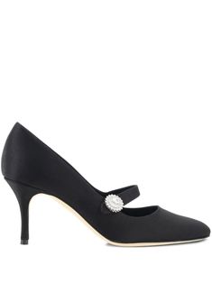 black silk blend satin weave slip-on style 70mm high stiletto heel crystal embellishment cut-out detailing pointed toe leather sole branded leather insole Manolo Blahnik Pumps, Manolo Blahnik Black, Black Suede Pumps, Pink Pumps, White Pumps, Iconic Bags, Suede Pumps, Crystal Embellishment, Ballet Flat Shoes