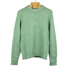 Doppiaa Aappio crewneck sweater in sage green alpaca wool mix – No Man Walks Alone Shetland Sweater, Thick Turtleneck, Duffle Coat, Wool Turtleneck, Baby Alpaca, Cotton Velvet, Alpaca Wool, Knit Jacket, Green Cotton