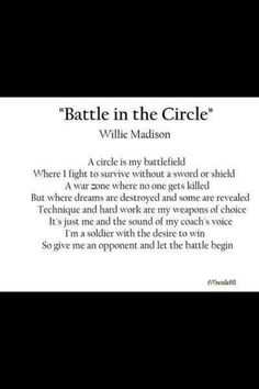 a poem written in black and white with the words battle in the circle