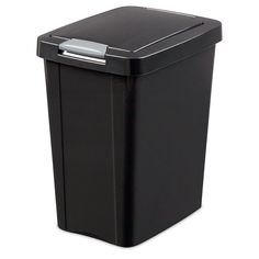 a black trash can on a white background